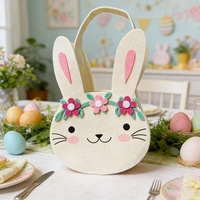 Panier de Pâques en feutre non tissé pliable, écologique, mini, coloré, imprimé sur mesure, pour la chasse aux œufs des enfants, conteneur cadeau, fête, Rolyee