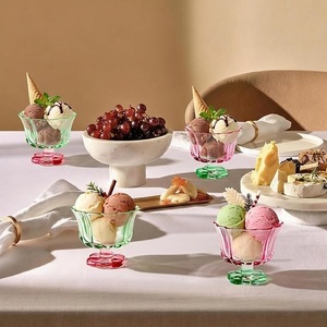 Tazones de Postre de Vidrio de 8 oz con Base Pesada, Contraste de Color Cereza y Menta, Ideales para Helados, Sundaes y Bocadillos - Product Image 5