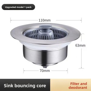 Filtro de desagüe emergente moderno para fregadero de cocina, de ABS, antiobstrucción, tipo prensa, con cesta para lavavajillas - Product Image 6