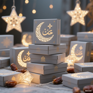 Caja de dátiles de lujo de primera calidad, caja de regalo elegante de lámina dorada de 10x10x3 pulgadas para Ramadán y boda, laminación brillante para embalaje de <span class=keywords><strong>sushi</strong></span> - Product Image 4