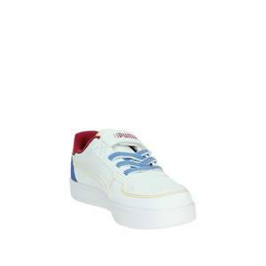 Zapatillas Puma para Niños, Blancas con Rayas Azules y Amarillas, Cierre de Velcro, Lona, Modernas - Product Image 5