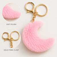 Porte-clés en fourrure en forme de lune, mignon et moelleux, breloques de couple, pendentif de sac, sangles de téléphone, cadeaux pour filles, femmes, étudiants, enfants et amis