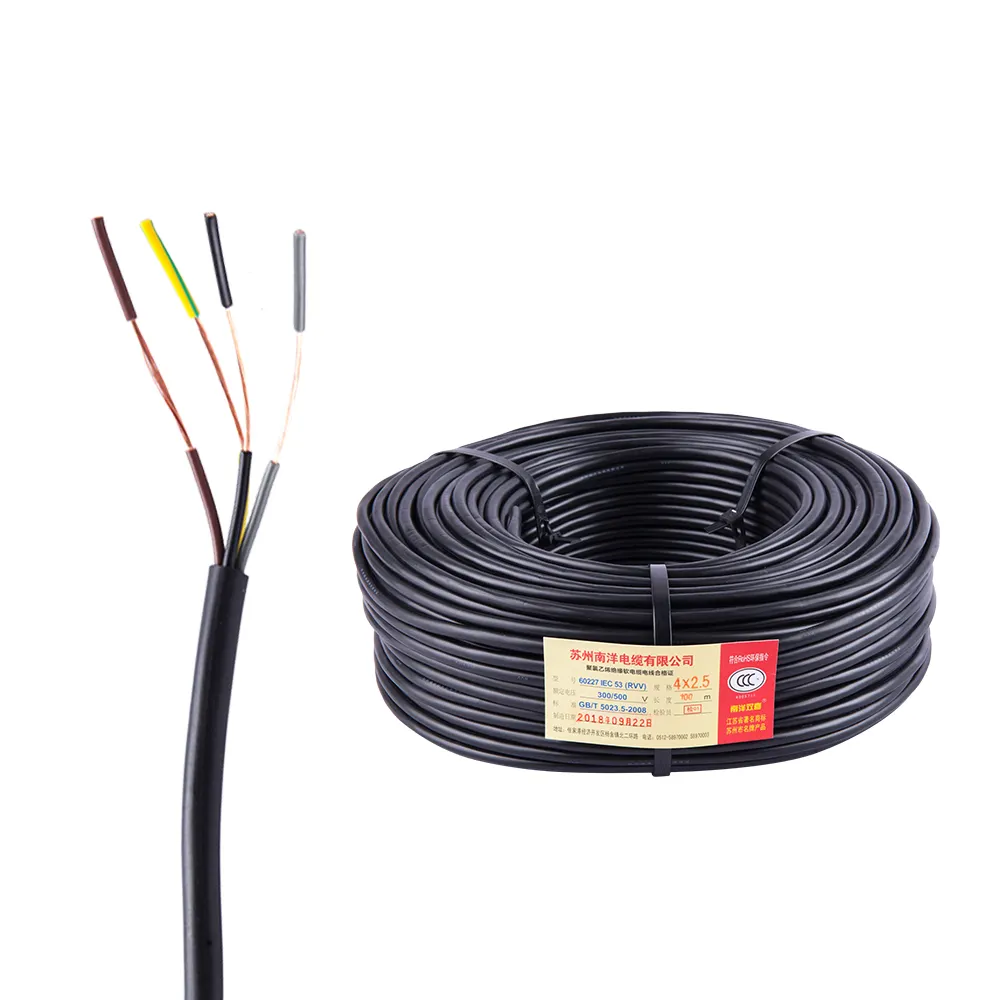 Cable de alimentación de PVC con núcleo de cobre plano redondo suave Cable RVVP RVV 3*2.5mm2 2*2.5mm2 cable de alimentación 4*2,5