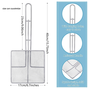 Écumoire carrée à mailles fines Écumoire d'huile <span class=keywords><strong>pour</strong></span> friteuse avec long manche - Product Image 3