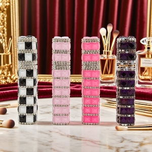 ขวดน้ำหอมพกพาขนาด 12 มล. ประดับคริสตัลทรงเพชร ขวดสเปรย์น้ำหอมแบบพ่นละอองละเอียด ขวดน้ำสำหรับเดินทาง ขวดแก้วเดี่ยว - Product Image 3