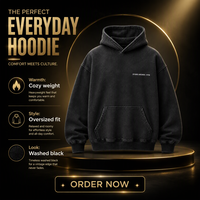 Hoodie Homme Vintage Automne Hiver 2026 en Coton Pur Épais Lavé, Respirant, Coupe Boxy à Épaules Tombantes