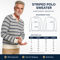 Herren Gestreifter Polokragen-Strickpullover Langarm-Pullover Lässige Sommer-Strickware
