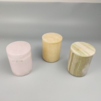 Conteneurs de bougies en pierre d'onyx naturelle de luxe de 8 oz, personnalisation, pots de bougies en onyx rose, pot de bougie en pierre avec couvercle