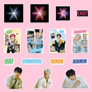 สติ๊กเกอร์ไวนิลลายการ์ตูนกันน้ำ, สติ๊กเกอร์ตกแต่งขวดน้ำสำหรับ kpop <span class=keywords><strong>xiumin</strong></span> SUHO baekhyun - Product Image 4