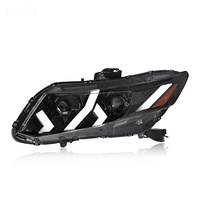 LED Projector Headlight Assembly for Honda Civic 9th Gen 2012-2015 With Flowing Amber Signal and Red Demon Eye