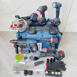 Juego de 6 Herramientas Eléctricas: Martillo, Taladro de Impacto, Llave de Impacto Inalámbrica, Sierra Angular Inalámbrica, Juego Combinado - Product Image 1