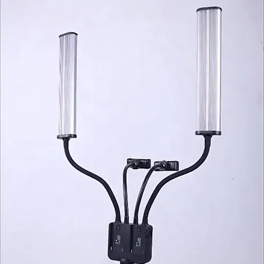 Luz de relleno de brazo doble de 45W, luz de vídeo Led de maquillaje de estudio con soporte de trípode, soporte de teléfono doble para teléfono, estudio, fotografía de belleza