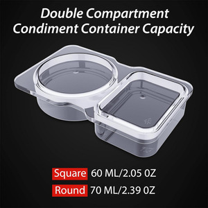 Double Compartment Condiment <b>Container</b> with Lids Disposable Sauce Box for Take-out Sauces Dipping Oil Vinegar Chili Sauce Box - Product Image 6