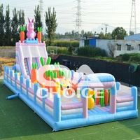 Grand videur gonflable maison de lapin fête gonflable carotte sautant et jeu de défi coulissant aire de jeux combo extérieur