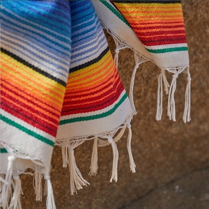 Large Colorful Mexican Serape Blanket Artisanal Raschel Woven <strong>Throw</strong> for Beach Yoga <strong>Outdoor</strong> Solid Cartoon Fiesta Oval <strong>Throw</strong> - Product Image 4