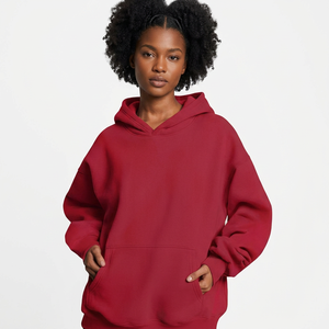 Light Blue Oversized Pullover Hoodie Hooded Sweatshirt 100% Cotton Knitted Front Regular Fit Streetwear Jumper for Autumn/Winter - Product Image 2