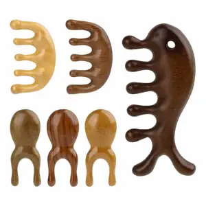 Five Teeth Round Head Massage Scalp Meridian Comb General body point rosewood massage Sandalwood Comb