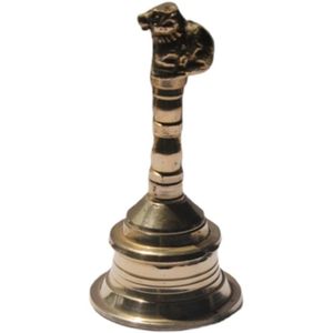 PARIJAT HANDICRAFT 4 pulgadas latón indio de mano Ghanti colorido decorativo Jingle Bell Navidad Diwali hogar 4,6 onzas - Product Image 1