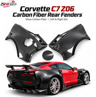 C7 modifié avec des ailes arrière larges en fibre de carbone Z06 et un bouchon de réservoir de carburant, pour Corvette C7 2014-2019