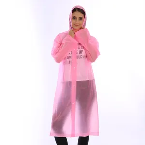 Women Ladies Clear Pvc Long Raincoat Fashion with Logo Printing