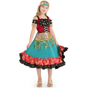 Gypsy Flamenco Girl Bohemian Sequin Lace-up Dance Show Dress Niños <span class=keywords><strong>Halloween</strong></span> Mystical Gypsy Girl Disfraces - Product Image 2