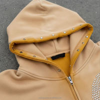 Ensemble deux pièces personnalisé OEM avec rivets perlés, en coton épais, style vintage délavé à l'acide, comprenant un sweat à capuche et un pantalon de jogging pour homme