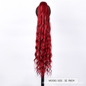 Peluca <span class=keywords><strong>de</strong></span> seda sintética <span class=keywords><strong>de</strong></span> alta temperatura con cola <span class=keywords><strong>de</strong></span> caballo alta y rizada larga para mujer, con pinza, venta directa <span class=keywords><strong>de</strong></span> fábrica europea y americana. - Product Image 5