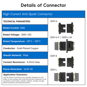 QS9L 连接器电缆 大电流防火花电池电源线束 硅胶铜线 无人机遥控充电延长线 - Product Image 3