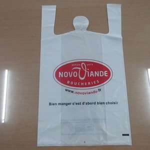 Wholesale T Shirt Shopping Bags <b>Recycled</b> <b>Plastic</b> Side Gusset Vest Handle Custom Printing - Product Image 4