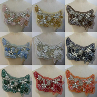 Applique brodée 3D faite main en forme de fleur, en tissu organza J.KAELUM, ornée de strass étincelants, à coudre pour robe de mariée