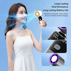 A 100-rpm Portable Digital Display Foldable Handheld <b>Mini</b> Fan with Cooling Function and Neck Strap Design - Product Image 5