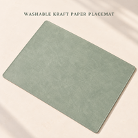 Set de table rectangulaire en papier kraft lavable avec bords cousus pour restaurant, café et maison