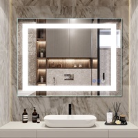 Miroir de salle de bain LED intelligent rectangulaire sans cadre anti-buée moderne avec éclairage LED, tailles personnalisables, boutons