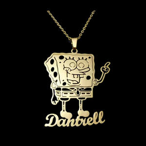 Nome personalizzato catena in acciaio inox collana pendente di moda con personaggio dei cartoni animati <span class=keywords><strong>SpongeBob</strong></span> - Product Image 6