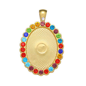Liontin kalung berlian berlapis emas grosir 18x25mm baki <span class=keywords><strong>Bezel</strong></span> 22*30mm Resin Oval Cabochons waktu dasar paduan batu permata - Product Image 2