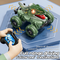 Voiture télécommandée amphibie dinosaure 2,4 GHz avec double commande, camion RC étanche avec pulvérisation et lumière, jouet pour enfants