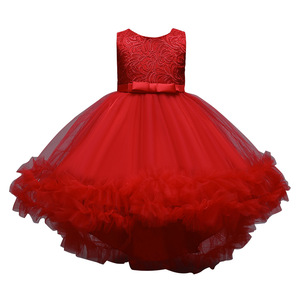 Vestido de Tul Rojo para Niña, Cuello Redondo, Corte en A, Vestido de Princesa para Dama de Honor, Disfraz de Fiesta Infantil - Product Image 5