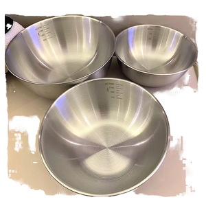 3pcs Stainless Steel Korean Design Camping <b>Mixing</b> <b>Bowls</b> Kitchen Salad <b>Bowls</b> Set Nesting Storage <b>Bowl</b> Baking Accessory with Scale - Product Image 1