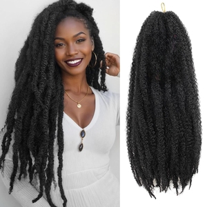 Harga pabrik grosir untuk Ombre Marley kepang Afro Kinky keriting jumlah besar memutar rambut kepang <span class=keywords><strong>Crochet</strong></span> kepang Kuba putaran 18 inci - Product Image 1