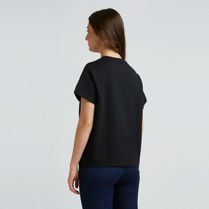 Camiseta de Cuello Redondo para Mujer, Apliques, Algodón Orgánico, Tela Suave, Manga Corta, Ropa Casual de Verano, Personalizable para Suministro al por Mayor - Product Image 5