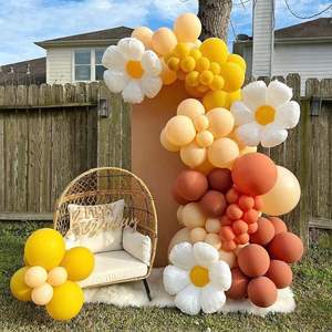 Forniture per decorazioni per feste a tema <span class=keywords><strong>Groovy</strong></span> Macaron Pink Yellow Boho Balloon Set per la festa di compleanno di compleanno a tema margherita - Product Image 5