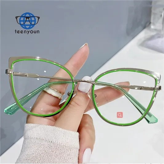 Teenyoun แว่นสายตาโลหะคอมพิวเตอร์แบบไม่มีกรอบแว่นสายตาออกแบบได้สำหรับผู้หญิง
