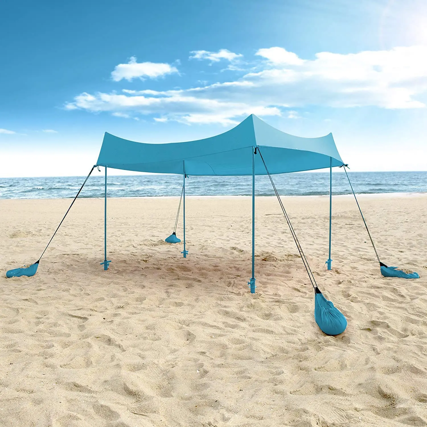 Woqi Sandbags 4 postes resistente al agua protección UV parasol dosel tienda de playa para exteriores
