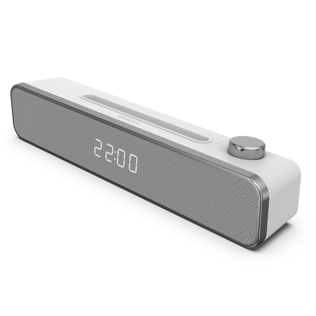 Portable for 5.4 Metal Alarm Clock Speaker IPX4 Waterproof Built-in Mic LED Display Wireless Connection for Laptop/Desktop