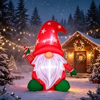 Gnome de Noël gonflable avec canne en sucre et lumière LED intégrée, décoration de Noël extérieure gonflable pour ornement du Nouvel An