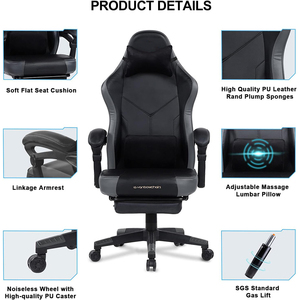 Chaise <span class=keywords><strong>de</strong></span> jeu ergonomique Chaise pivotante <span class=keywords><strong>haut</strong></span> <span class=keywords><strong>de</strong></span> <span class=keywords><strong>gamme</strong></span> Caractéristique <span class=keywords><strong>de</strong></span> massage Siège à bascule en mousse à mémoire <span class=keywords><strong>de</strong></span> forme Cuir synthétique <span class=keywords><strong>de</strong></span> grande taille Silla <span class=keywords><strong>Gamer</strong></span> - Product Image 5