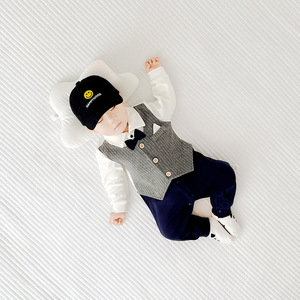 Combinaison de cérémonie <span class=keywords><strong>pour</strong></span> bébé garçon nouveau-né, 3 styles, en coton polaire, avec nœud papillon, <span class=keywords><strong>pour</strong></span> mariage et baptême - Product Image 3