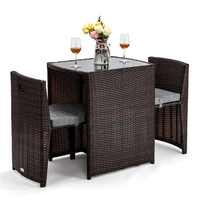 Ensemble bistrot d'extérieur en osier pour balcon, terrasse, jardin et véranda - Table et chaises de patio en gros