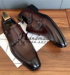 Chaussures en cuir coloré italiennes faites à la main pour hommes, tenue de travail formelle, cuir véritable haut de gamme, style britannique, chaussures de bureau - Product Image 6
