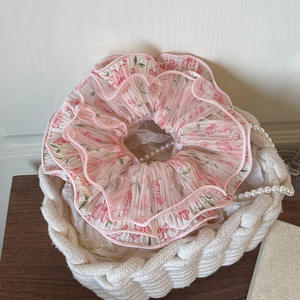 Diadema de chifón dulce y elegante con gran malla, scrunchie de moda para mujer - Product Image 6